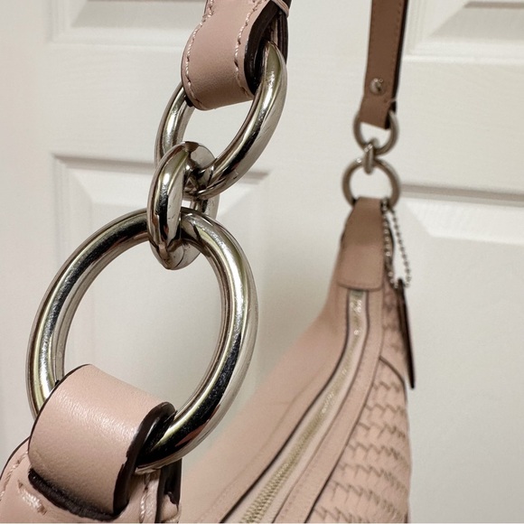 Coach Kristin Woven Leather Hobo Shoulder Bag Tuberose Pink - Picture 7 of 12